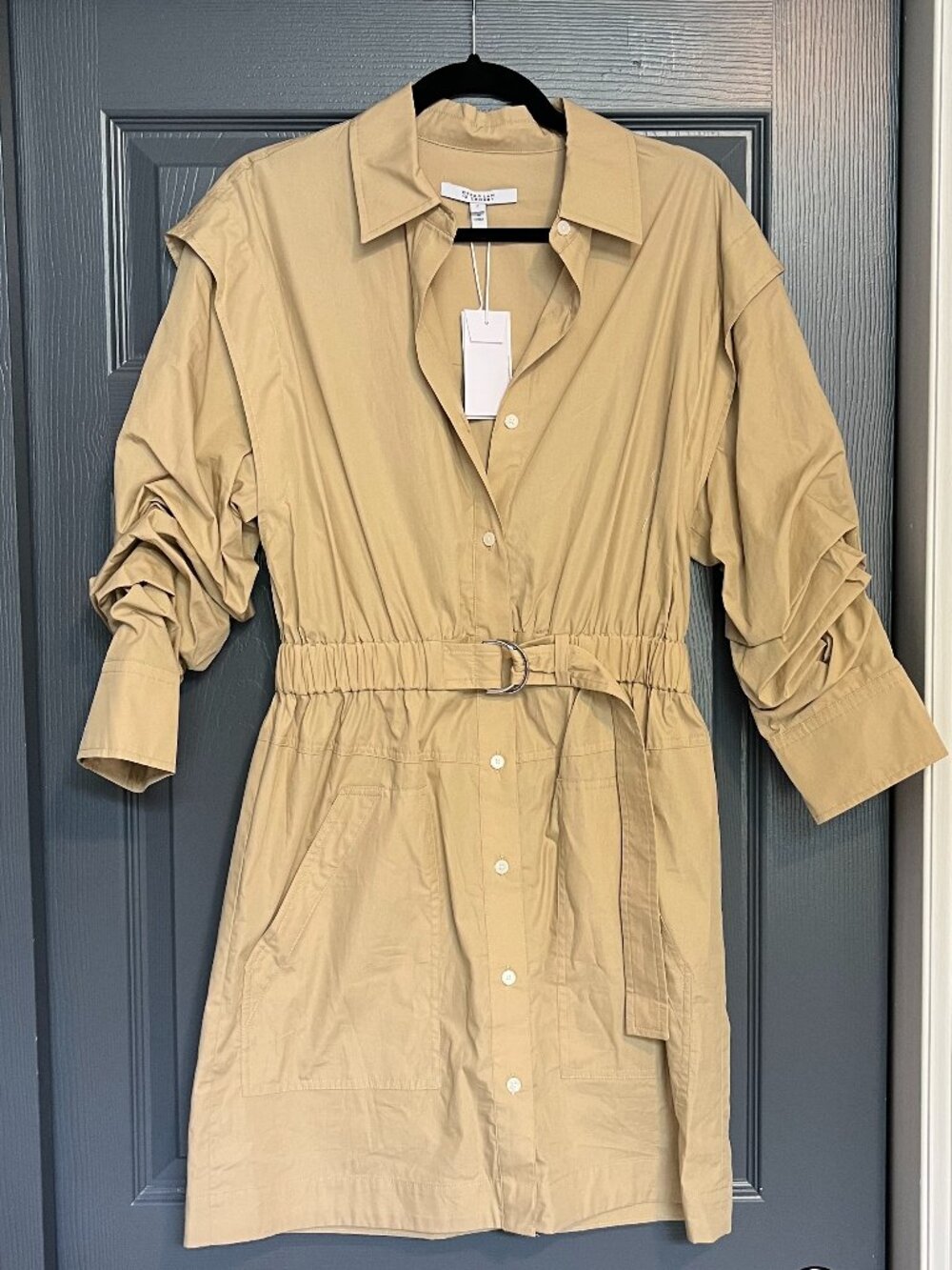 Derek Lam 10 Crosby Hadley Light Khaki Cotton Shirt Dress NWT 6 - Picture 3 of 5